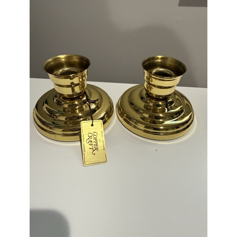 2‎ Copper Craft  Brass Chamberstick Taper Candlestick Holder